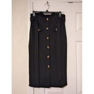 Notch Waist Belted Button Up Skirt